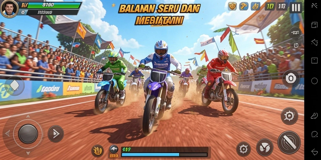Gameplay Racing menegangkan dengan kendaraan bertenaga.