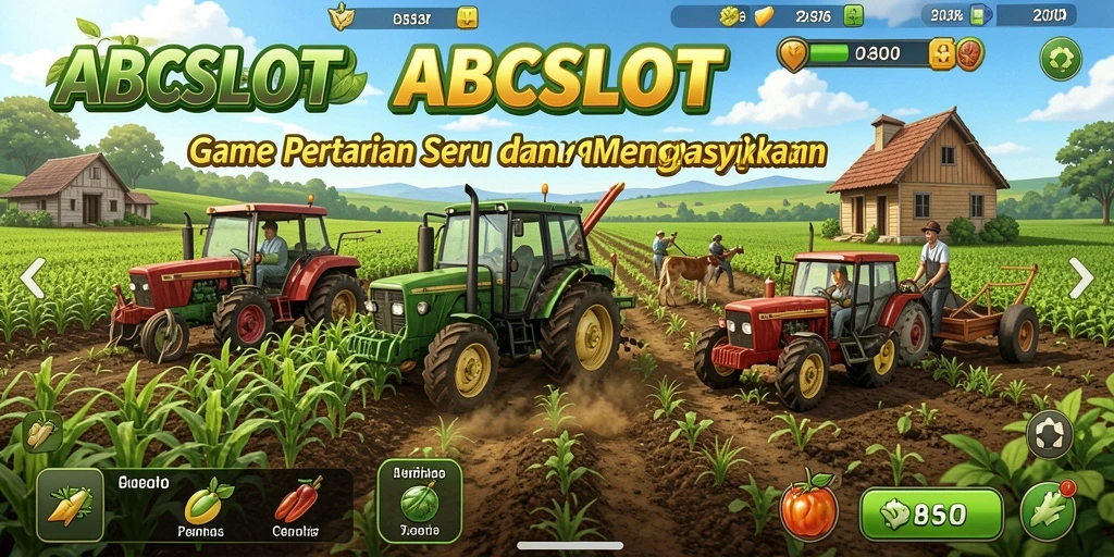 Tampilan gameplay menampilkan ladang subur dan tanaman beragam di ABCSLOT.