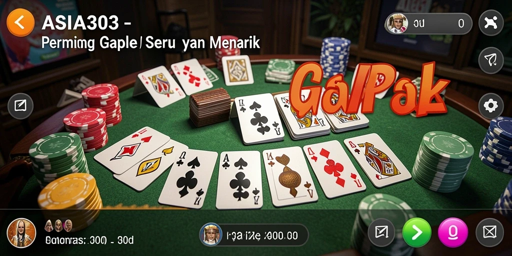 Screenshot gameplay ASIA303 memperlihatkan serunya bermain Gaple secara online.