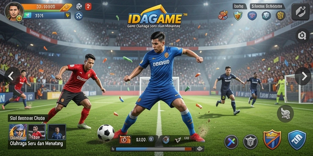 Tampilan gameplay IDAGAME yang menegangkan dan penuh aksi olahraga.