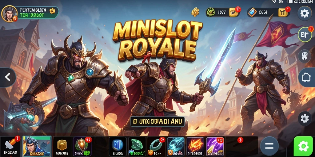 Tangkapan layar utama gameplay <strong>MINISLOT</strong> menunjukkan pertempuran seru di medan yang menegangkan.