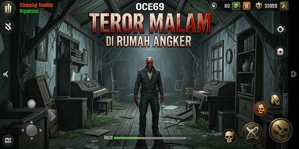Tampilan gameplay mendebarkan dengan hantu menyeramkan dan suasana penuh ketakutan.