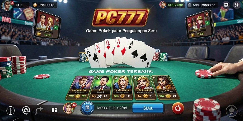 Tampilan menarik dari gameplay poker di PC777.