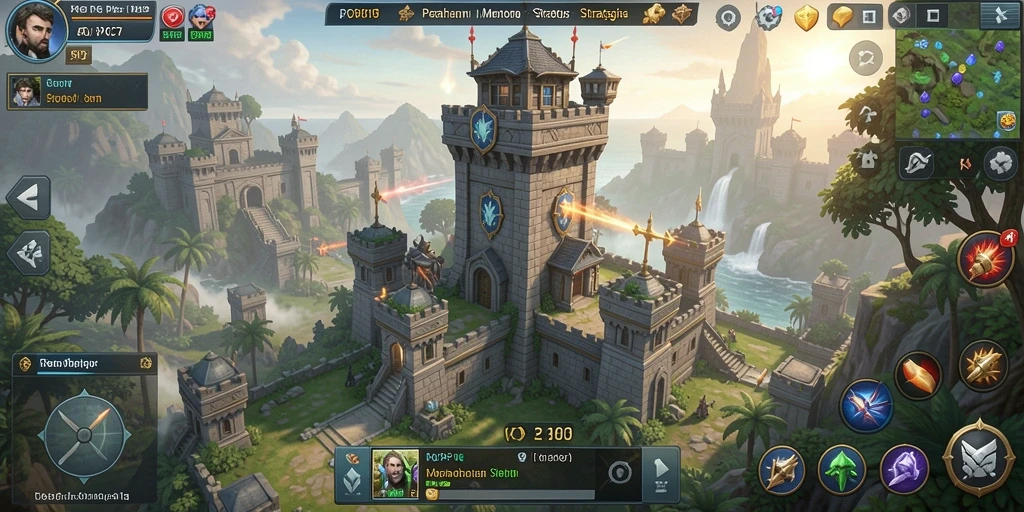 Tampilan gameplay menara pertahanan yang menantang dan strategis.