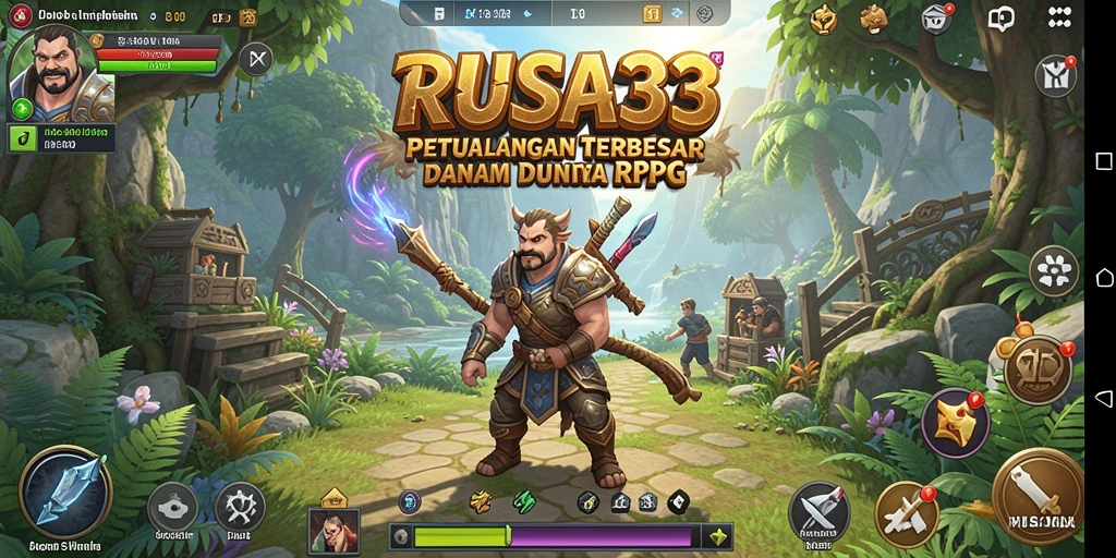Screenshot utama RUSA33 menampilkan aksi bertarung seru dalam dunia RPG.